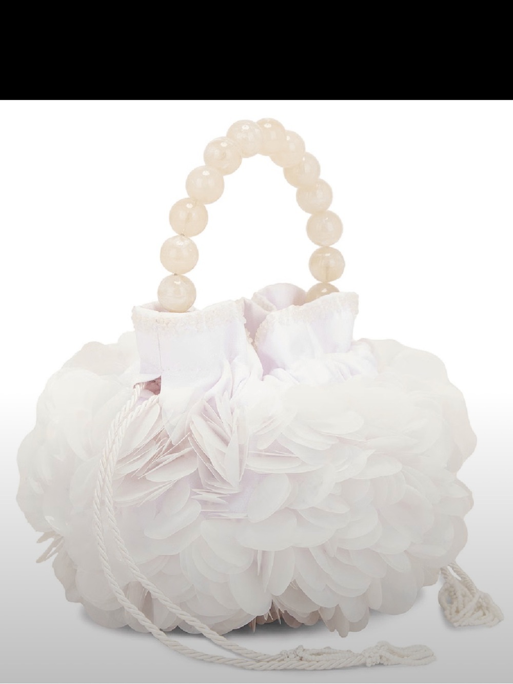 PatBO x REVOLVE x Nannacay Alyssa Bag White Floral Petal Mini Bag Beaded Handle